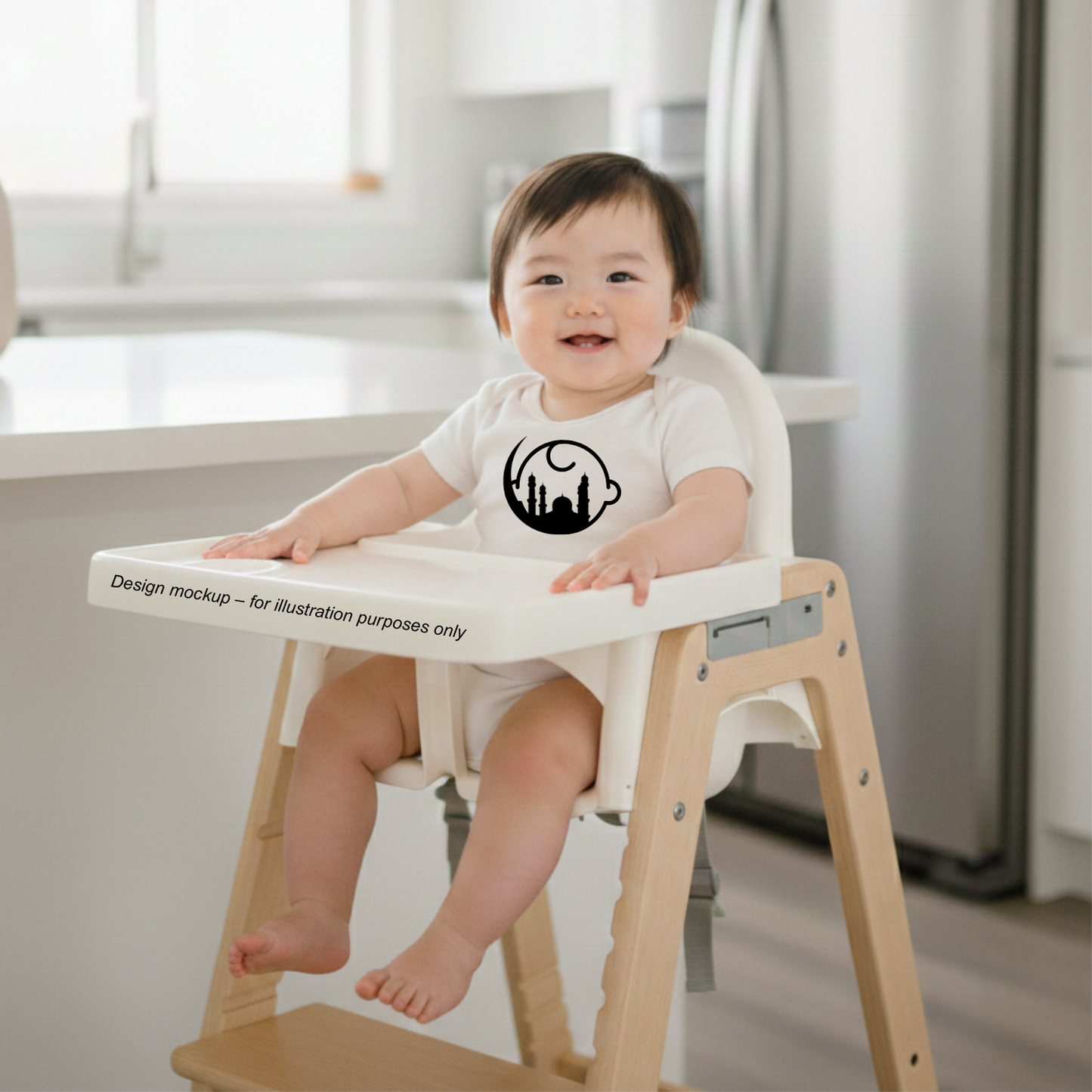 Moonlit Crescent Mosque Black Silhouette