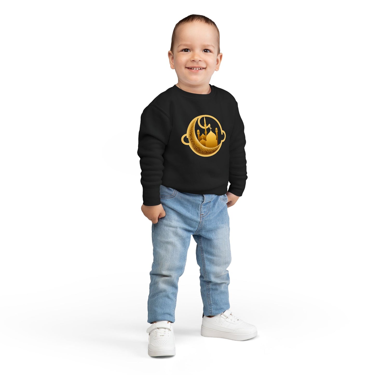 Golden Moonlit Crescent Mosque Kids Pullover