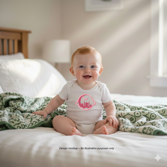 Moonlit Crescent Mosque - Pink Silhouette