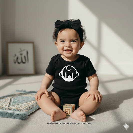 Moonlit Crescent Mosque White Silhouette